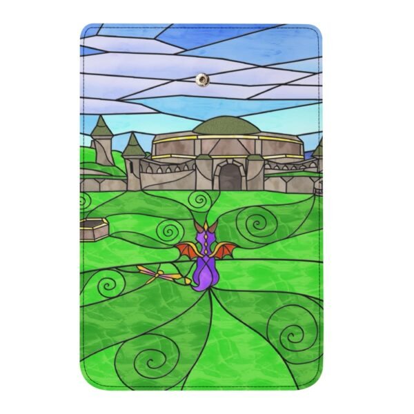 Stained Glass Gamer Dragon - Stone Hill - Leather Trifold Long Wallet