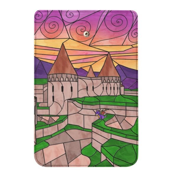 Stained Glass Gamer Dragon - Town Square - Leather Trifold Long Wallet