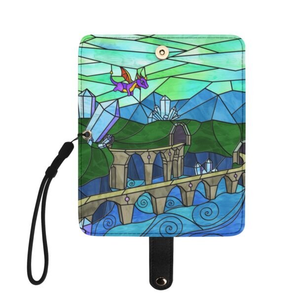 Stained Glass Gamer Dragon - Sunny Flight - Leather Phone Wallet