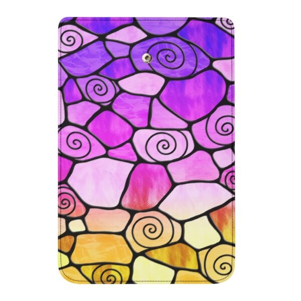 Stained Glass Swirl Cell Pattern - Purple Pink Yellow Gradient - Leather Trifold Long Wallet