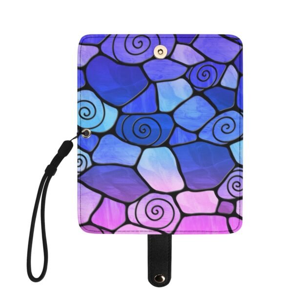 Stained Glass Swirl Cell Pattern - Violet Blue Pink Gradient - Leather Phone Wallet