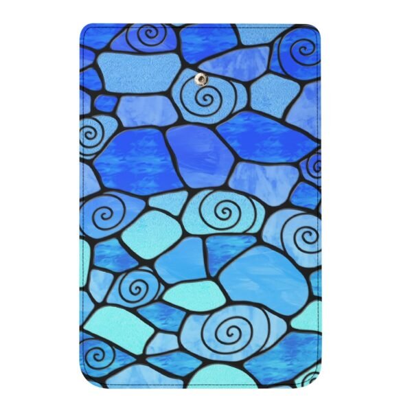 Stained Glass Swirl Cell Pattern - Dark & Light Blue Gradient - Leather Trifold Long Wallet