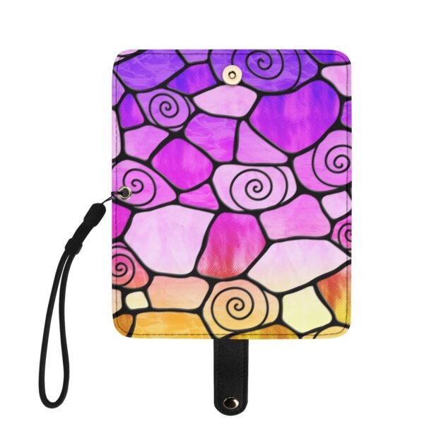 Stained Glass Swirl Cell Pattern - Purple Pink Yellow Gradient - Leather Phone Wallet