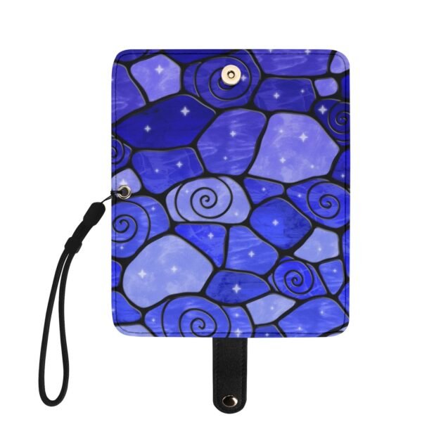 Stained Glass Swirl Cell Pattern - Midnight Blue Gradient - Leather Phone Wallet