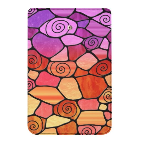 Stained Glass Swirl Cell Pattern - Purple Orange Gradient - Leather Trifold Long Wallet