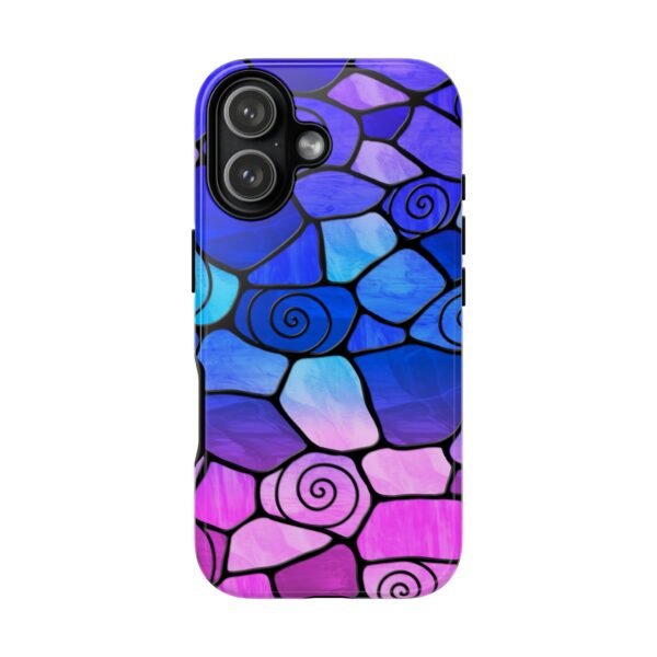 Stained Glass Swirl Cell Pattern - Violet Blue Pink Gradient - Tough iPhone Case