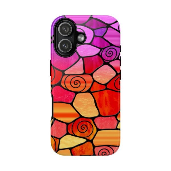 Stained Glass Swirl Cell Pattern - Purple Orange Gradient - Tough iPhone Case