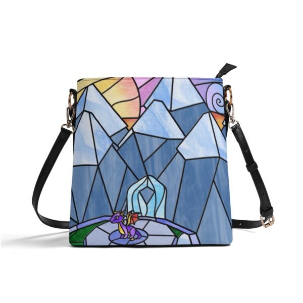 Stained Glass Gamer Dragon - The Adventure Begins - Leather Bucket Shoulder Bag