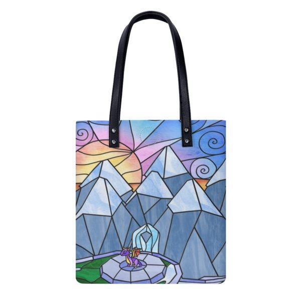 Stained Glass Gamer Dragon - The Adventure Begins - Leather Shopping Handbag