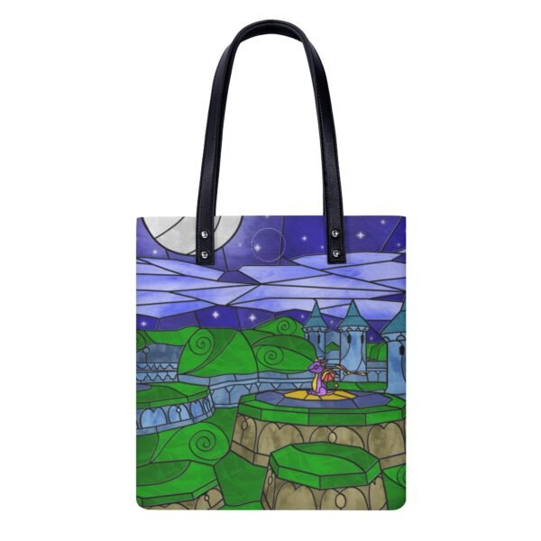 Stained Glass Gamer Dragon - Dark Hollow - Leather Shopping Handbag