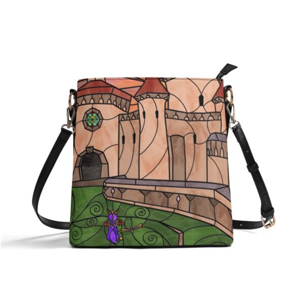 Stained Glass Gamer Dragon - Toasty - Leather Bucket Shoulder Bag
