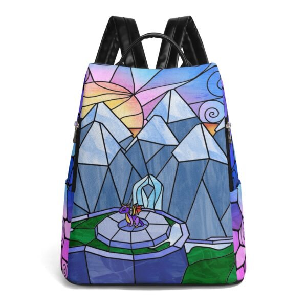 Stained Glass Gamer Dragon - The Adventure Begins - Leather Backpack
