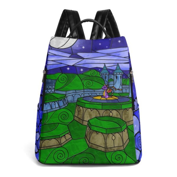 Stained Glass Gamer Dragon - Dark Hollow - Leather Backpack
