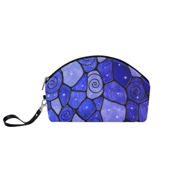 Stained Glass Swirl Cell Pattern - Midnight Blue Gradient - Curved Cosmetic Bag