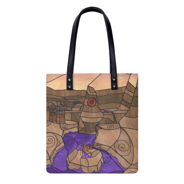 Stained Glass Gamer Dragon - Peace Keepers - Leather Shopping Handbag