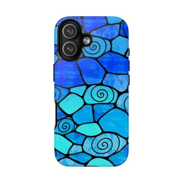Stained Glass Swirl Cell Pattern - Dark & Light Blue Gradient - Tough iPhone Case