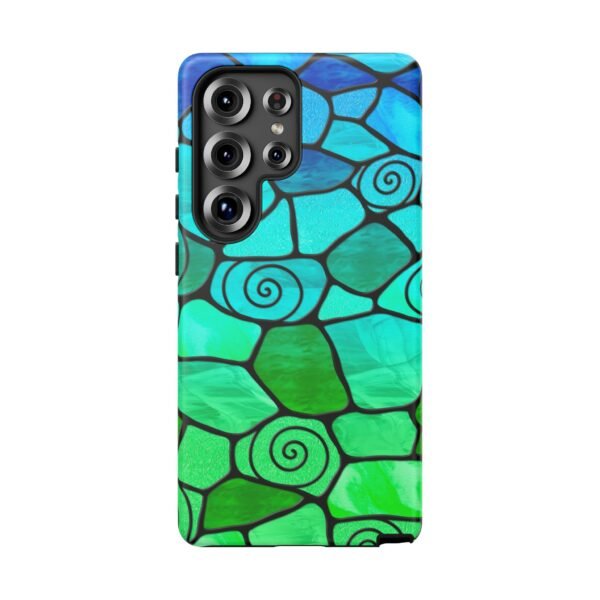 Stained Glass Swirl Cell Pattern - Blue Green Gradient - Tough Samsung Case