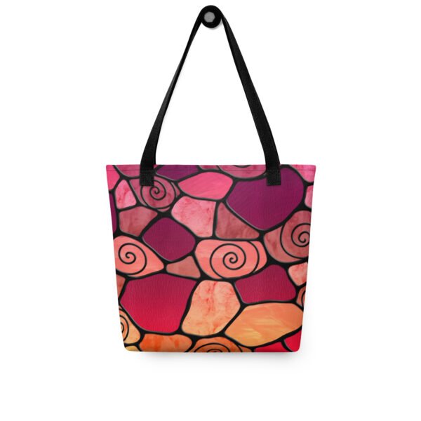 Stained Glass Swirl Cell Pattern - Maroon Orange Gradient - Tote Bag