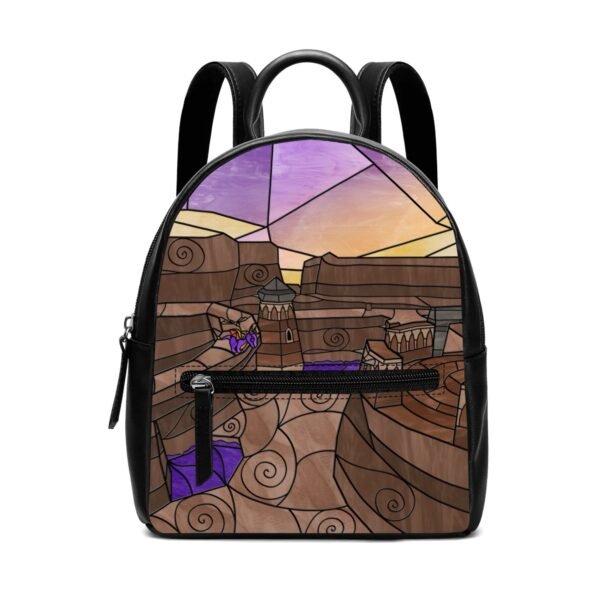 Stained Glass Gamer Dragon - Dry Canyon - Mini Leather Backpack