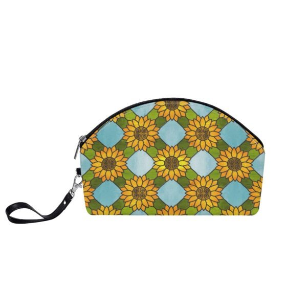 Stained Glass Sunflower Pattern - Curved Cosmetic Bag