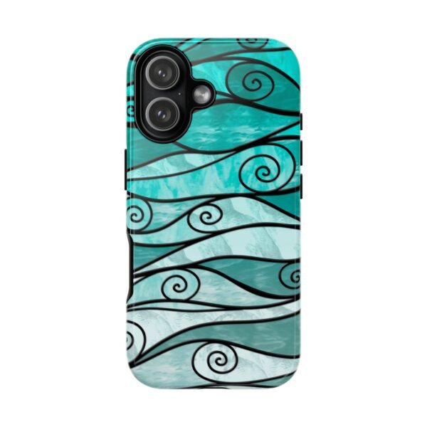 Stained Glass Swirl Wavy Pattern - Turquoise Gradient - Tough iPhone Case