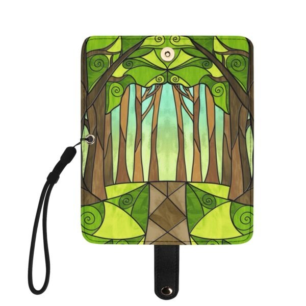 Stained Glass Summer Forest - Leather Phone Wallet