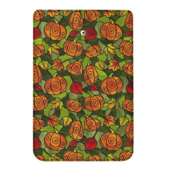 Stained Glass Pumpkins & Autumn Leaves Pattern - Leather Trifold Long Wallet