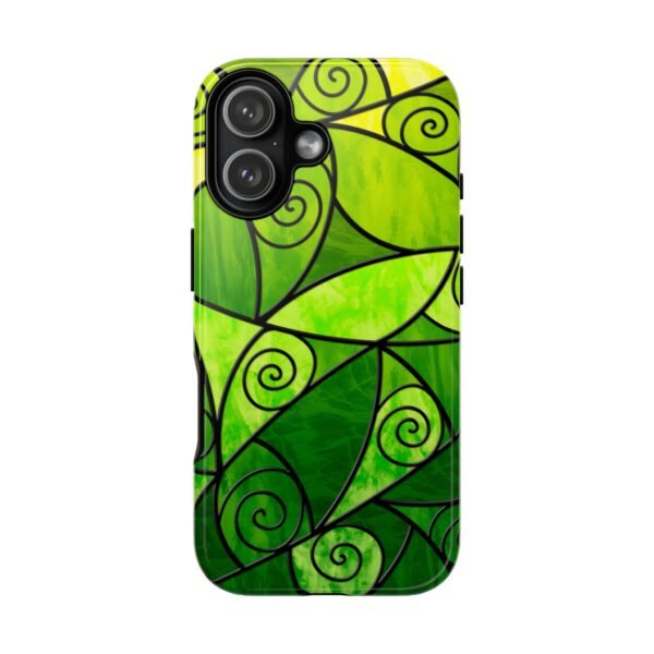 Stained Glass Swirl Curvy Pattern - Green Gradient - Tough iPhone Case