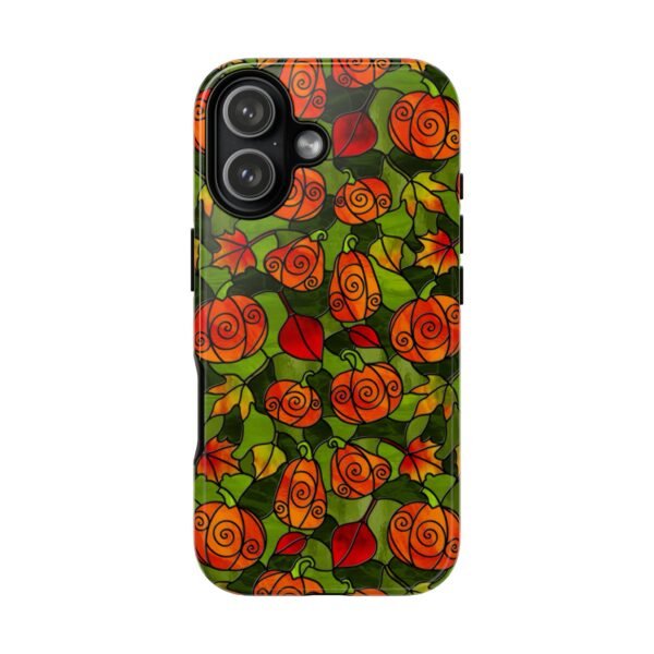 Stained Glass Pumpkins & Autumn Leaves Pattern - Tough iPhone Case