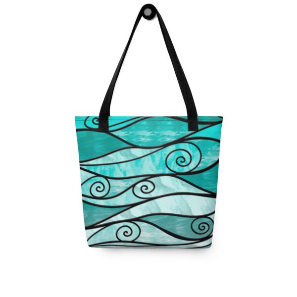 Stained Glass Swirl Wavy Pattern - Turquoise Gradient - Tote Bag