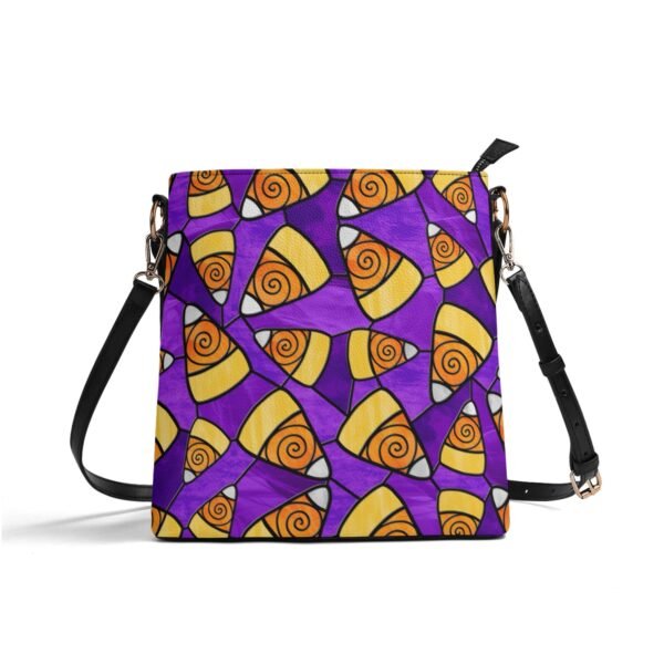 Stained Glass Candy Corn Pattern - Leather Bucket Shoulder Bag