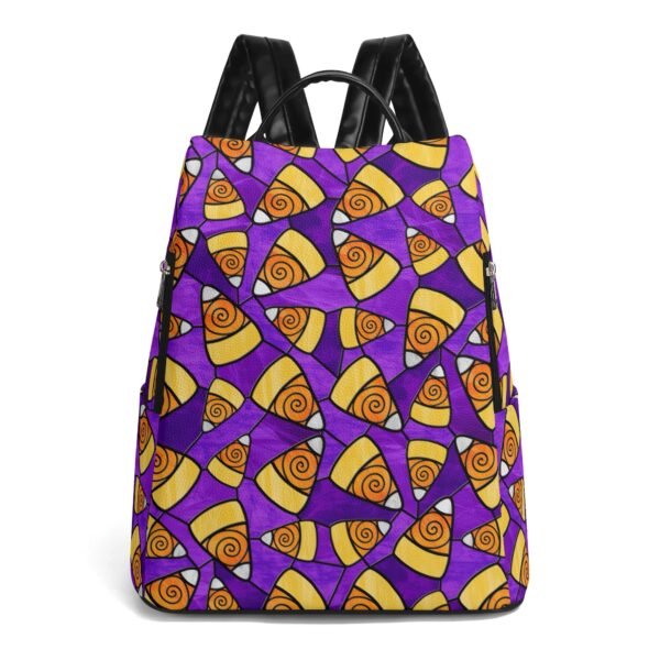 Stained Glass Candy Corn Pattern - Leather Backpack