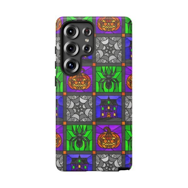 Stained Glass Halloween Quilt Pattern - Jack O’Lanterns, Spiders, Webs, & Haunted Houses - Tough Samsung Case